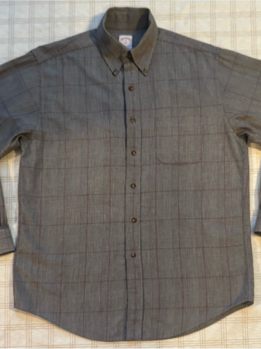 Brooks Brothers 346 Men's‎ Medium Glen Plaid Flannel Button-Down Shirt
